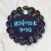 Neon Purim Bedankjes Labels (Voorkant)