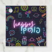 Neon Purim Card Bedankjes Labels (Voorkant)