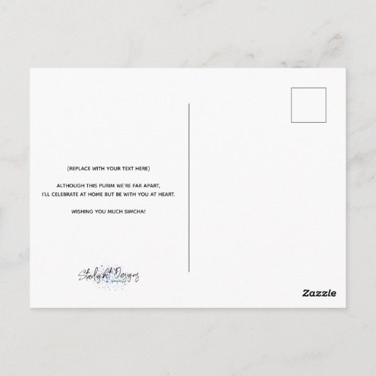 Neon Purim Card Briefkaart (Achterkant)