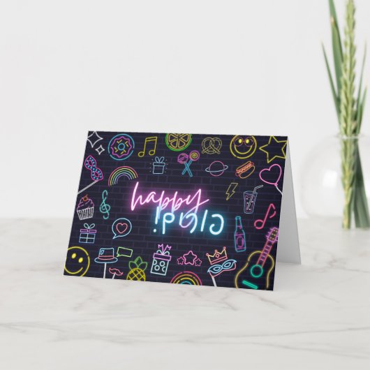 Neon Purim Kaart (Voorkant)