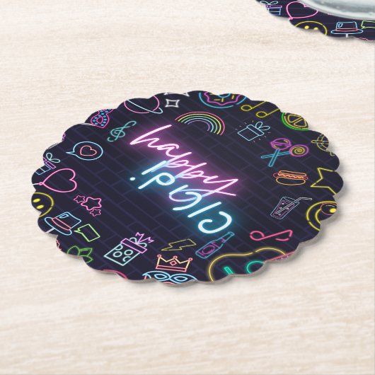 Neon Purim Kartonnen Onderzetters (Gekanteld)