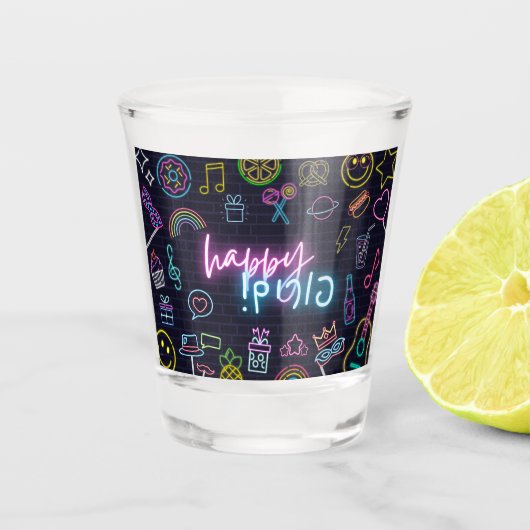 Neon Purim Shot Glas (Voorkant)