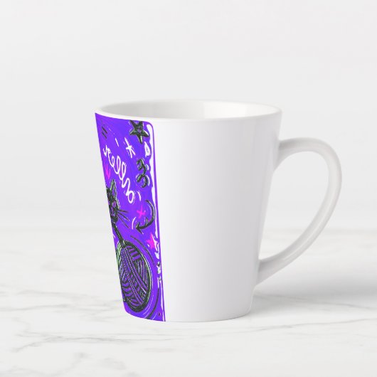 Neon Purple Black Cat Latte Mok (Rechts)