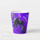 Neon Purple Black Cat Latte Mok (Voorkant)