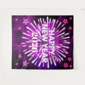 Neon Purple “Happy New Year”Glow Party Backdrop Wandkleed (Voorkant (horizontaal))