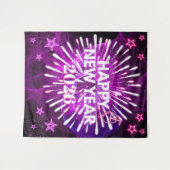 Neon Purple “Happy New Year”Glow Party Backdrop Wandkleed (Voorkant (horizontaal))