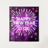 Neon Purple “Happy New Year”Glow Party Backdrop Wandkleed (Voorkant)