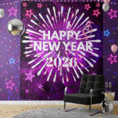 Neon Purple “Happy New Year”Glow Party Backdrop Wandkleed