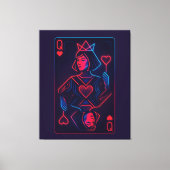 Neon Queen of Hearts - Retro-futuristische synthwa Canvas Afdruk (Voorkant)