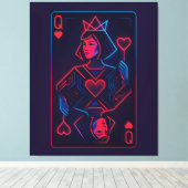 Neon Queen of Hearts - Retro-futuristische synthwa Canvas Afdruk (Insitu (Houten vloer))