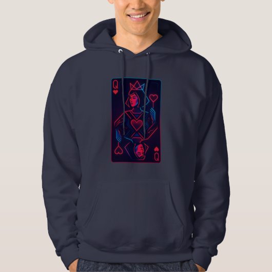 Neon Queen of Hearts - Retro-futuristische synthwa Hoodie (Voorkant)