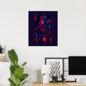 Neon Queen of Hearts - Retro-futuristische synthwa Poster (Thuiskantoor)
