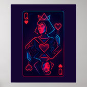 Neon Queen of Hearts - Retro-futuristische synthwa Poster (Voorkant)