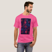 Neon Queen of Hearts - Retro-futuristische synthwa T-shirt (Voorkant volledig)