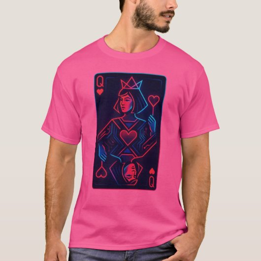 Neon Queen of Hearts - Retro-futuristische synthwa T-shirt (Voorkant)