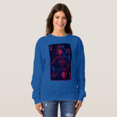 Neon Queen of Hearts - Retro-futuristische synthwa Trui (Voorkant volledig)