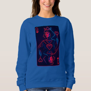 Neon Queen of Hearts - Retro-futuristische synthwa Trui