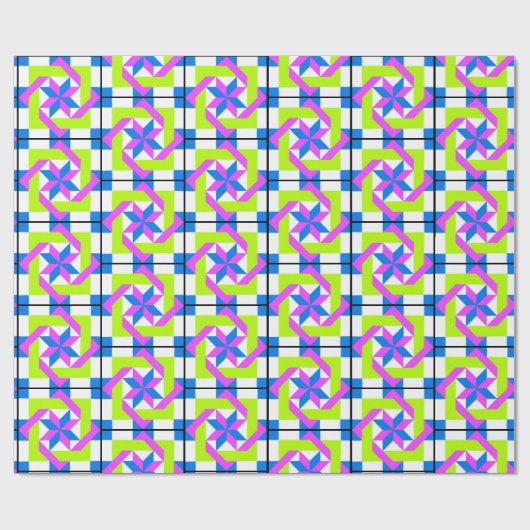 Neon Quilt Squares Cadeaupapier (Vlak)