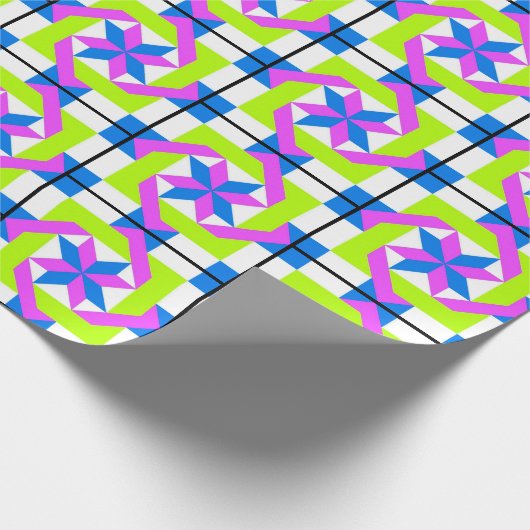 Neon Quilt Squares Cadeaupapier (Hoek)