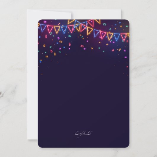 Neon Quinceañera uitnodiging (Achterkant)