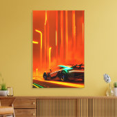Neon Race Night 3000 - Ken Gage Art Canvas Afdruk (Insitu (Woonkamer))