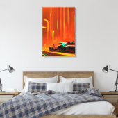 Neon Race Night 3000 - Ken Gage Art Canvas Afdruk (Insitu (Slaapkamer))