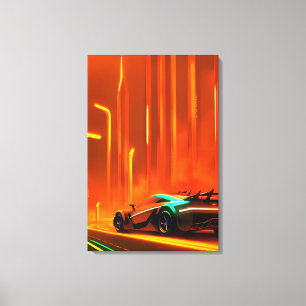 Neon Race Night 3000 - Ken Gage Art Canvas Afdruk