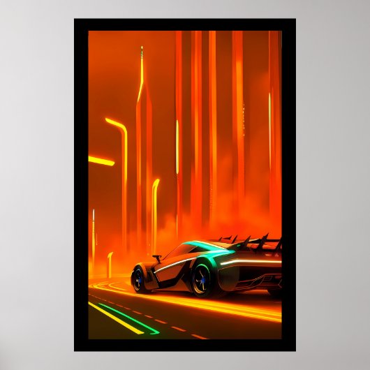 Neon Race Night 3000 - Ken Gage Art Poster (Voorkant)