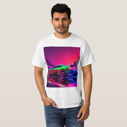 **Neon Racer T-Shirt – 80s Retro-Futuristische Spo (Voorkant volledig)