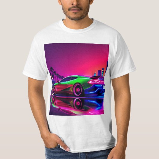 **Neon Racer T-Shirt – 80s Retro-Futuristische Spo (Voorkant)