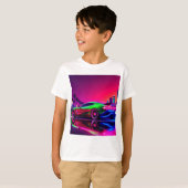 Neon Racer T-shirt Kind – jaren 80 RetroFuturistis (Voorkant volledig)