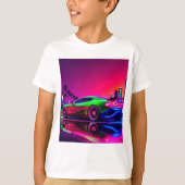 Neon Racer T-shirt Kind – jaren 80 RetroFuturistis (Voorkant)