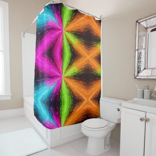 Neon Radial Burst Explosion Douchegordijn (In situ)