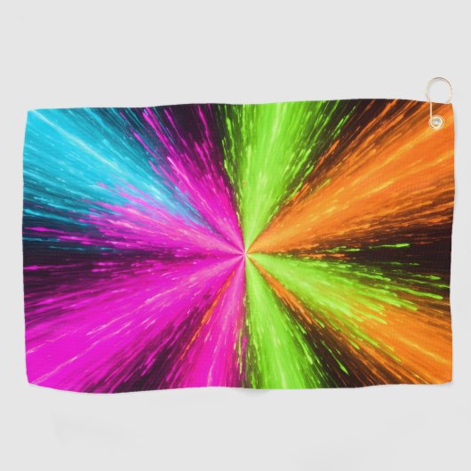 Neon Radial Burst Explosion Golfhanddoek (Horizontaal)