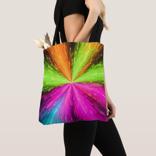 Neon Radial Burst Explosion Tote Bag (Dichtbij)
