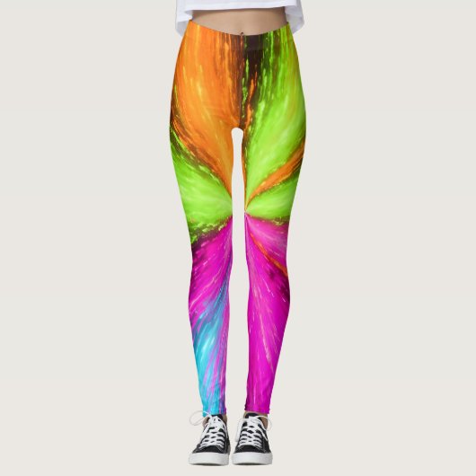 Neon Radiale Uitbarsting Explosie Leggings (Voorkant)