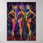 Neon Radiance – De drie muzen in futuristische glo Poster (Voorkant)