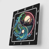 Neon Radiant Koi Gold Fish Zen Vierkante Klok (Hoek)