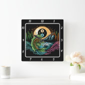 Neon Radiant Koi Gold Vis Rust Vierkante Klok (Huis)