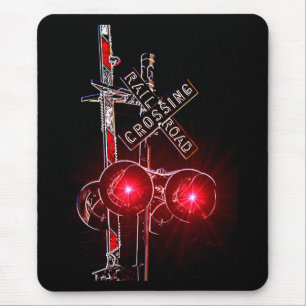 Neon Railroad Crossing Signal Muismat