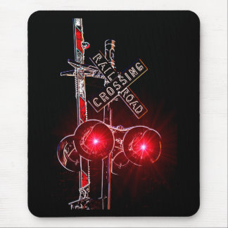 Neon Railroad Crossing Signal Muismat