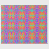 Neon Rainbow Abstract Inkblot Paint Wrapping Paper Cadeaupapier (Vlak)