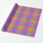 Neon Rainbow Abstract Inkblot Paint Wrapping Paper Cadeaupapier (Uitgerold)