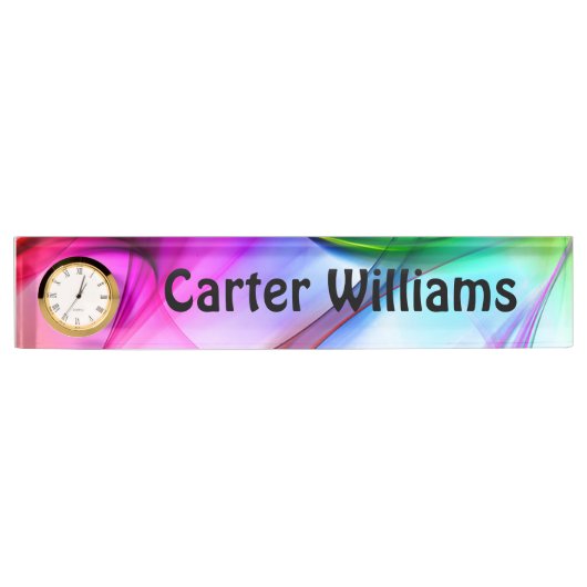 Neon Rainbow Abstract Naambordje (Voorkant)