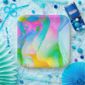 Neon Rainbow Abstract Papieren Bordje (Feest)