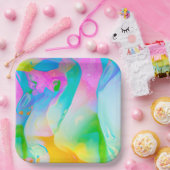 Neon Rainbow Abstract Papieren Bordje (Feest)