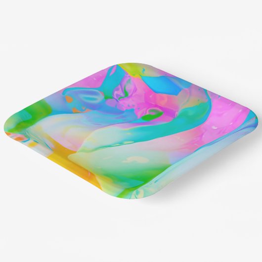 Neon Rainbow Abstract Papieren Bordje (Gebogen)