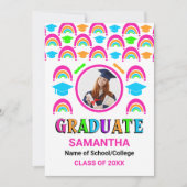 Neon Rainbow Afstuderen 2 foto Afstuderen Aankondiging (Voorkant)