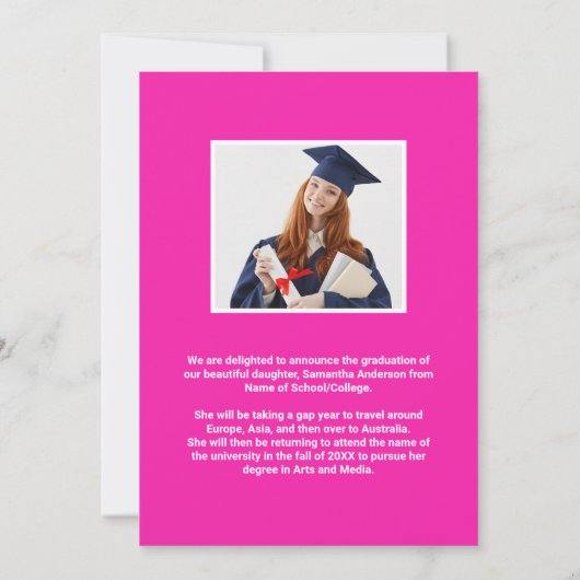 Neon Rainbow Afstuderen 2 foto Afstuderen Aankondiging (Achterkant)