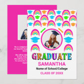 Neon Rainbow Afstuderen 2 foto Afstuderen Aankondiging (Voorkant / Achterkant)